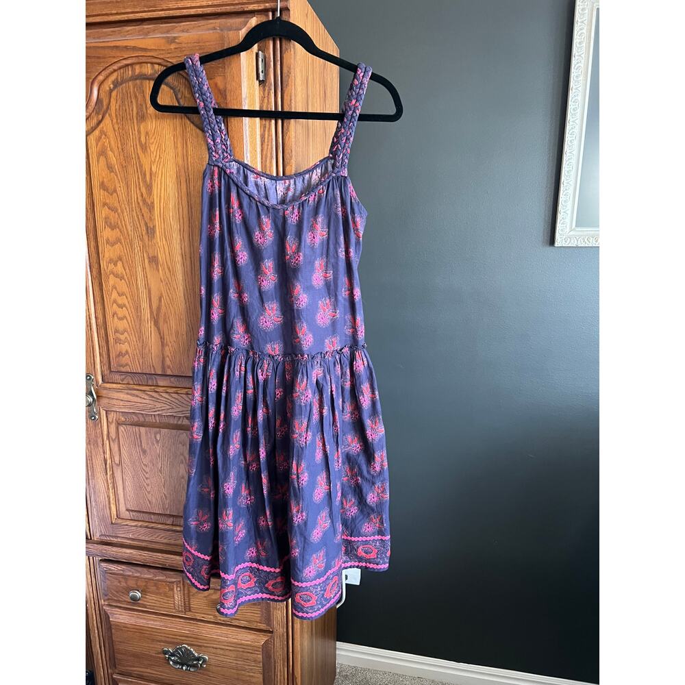 Boho Floral Braided Strap Sundress Cottagecore Midi Dress Women’s Small/Medium